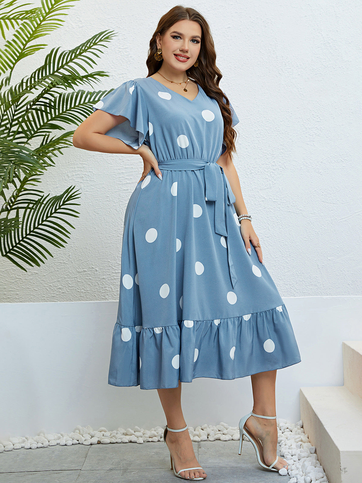 Blue Polka Dot Summer Dress