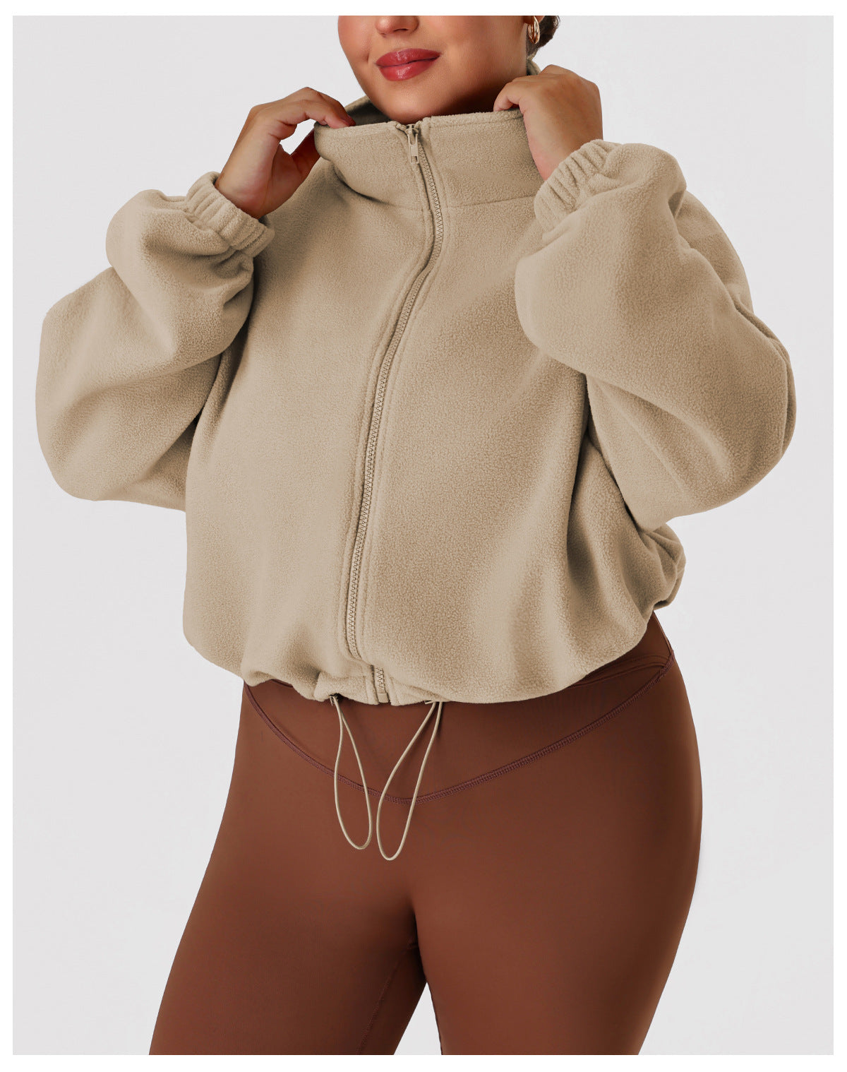 Cropped Sports Polar Fleece Sweater