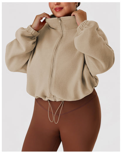 Cropped Sports Polar Fleece Sweater