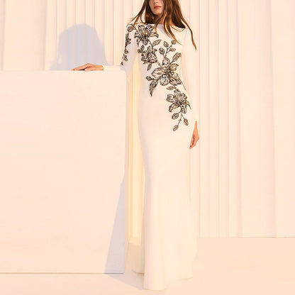 Embroidered Beads Maxi Dress