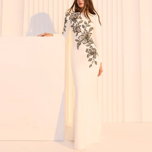 Embroidered Beads Maxi Dress