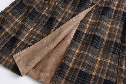 Double Sided Plaid Stitching Trench Coat