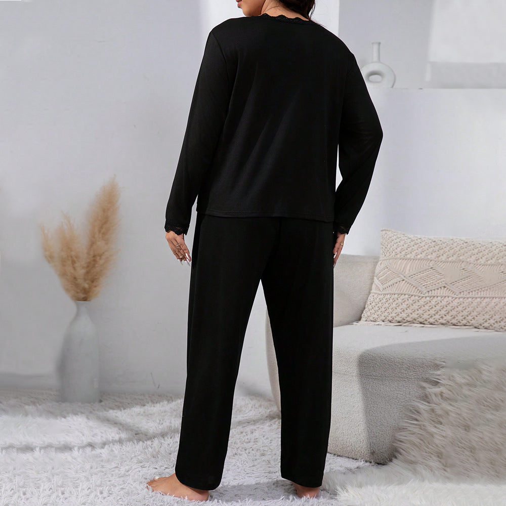 Curvy Black Two Piece Pajama Set