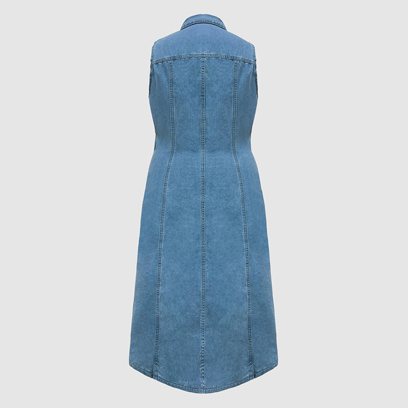 Collared Denim Midi Dress