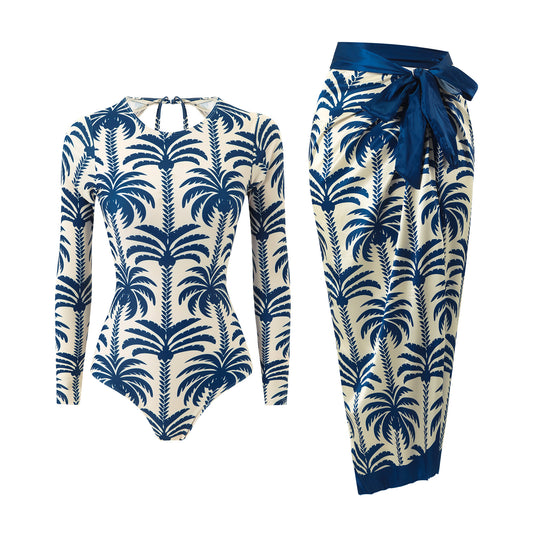 Coconut Print Long-Sleeved Two-Piece Set
