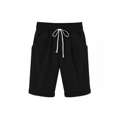 Cotton Elastic Waist Loose Boat Shorts