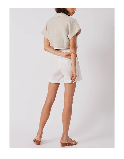 French Cotton Linen Cropped Shirt