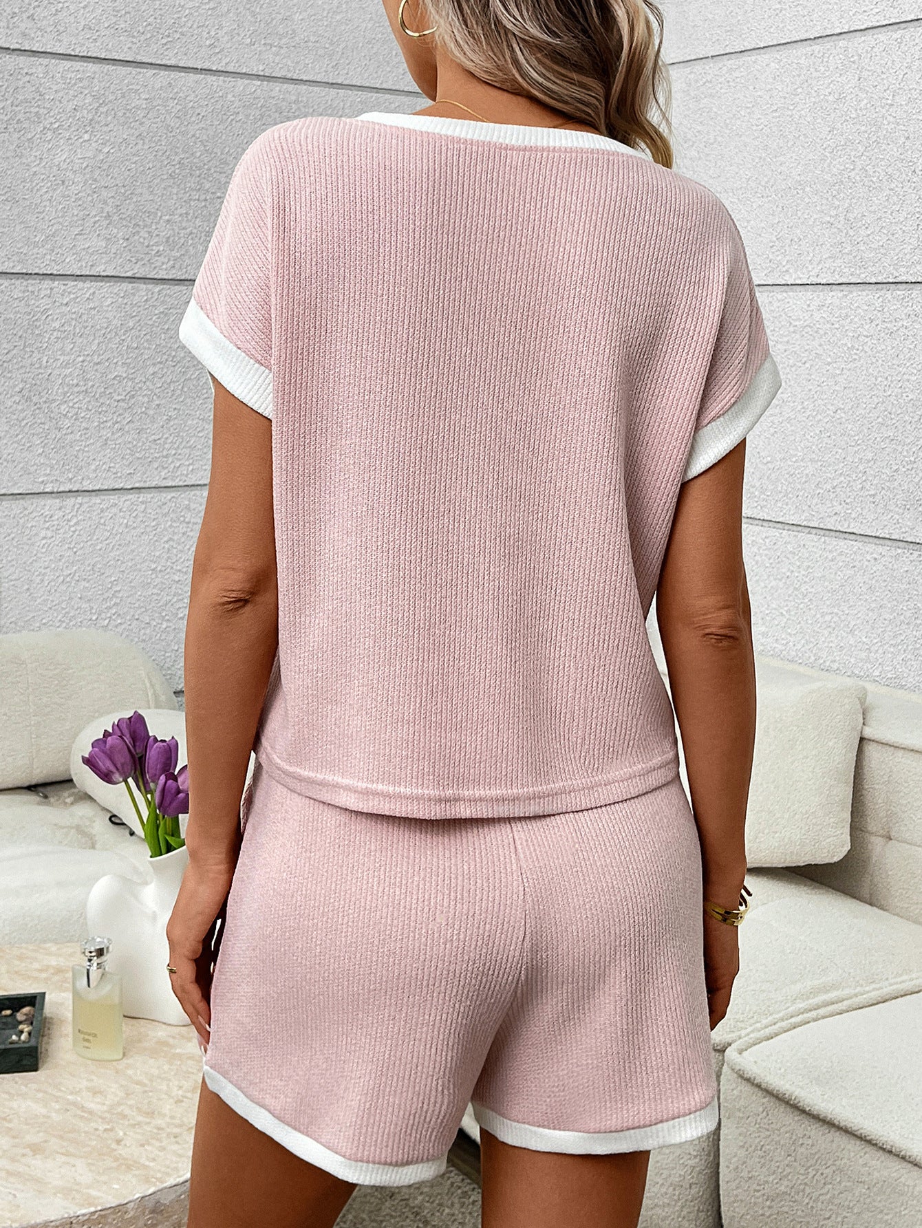 Summer Shorts Knit Two Piece Set
