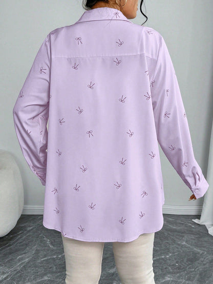 Bow Print Button down Shirt