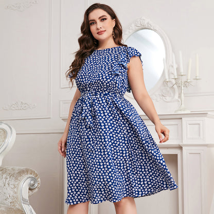 Blue Chiffon Floral Dress