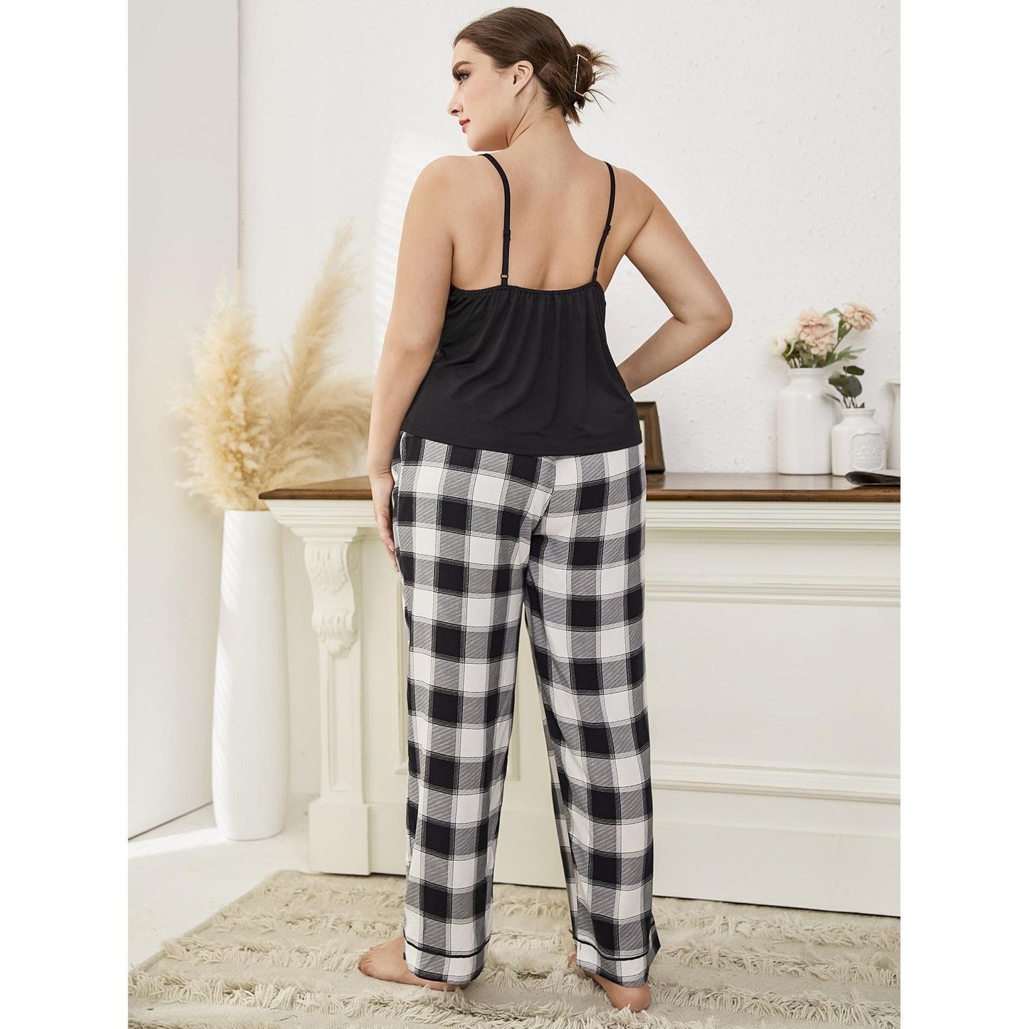 Black Plaid Pajama Set