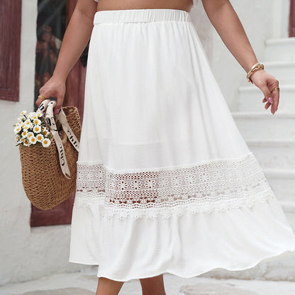 Curvy White Amy Cutout Skirt