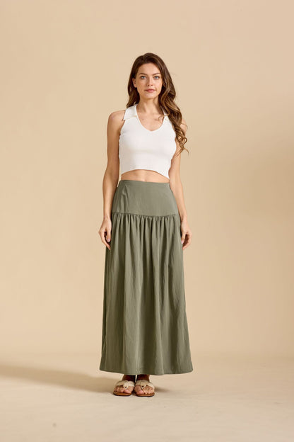 Cotton Maxi Skirt w/ Pockets