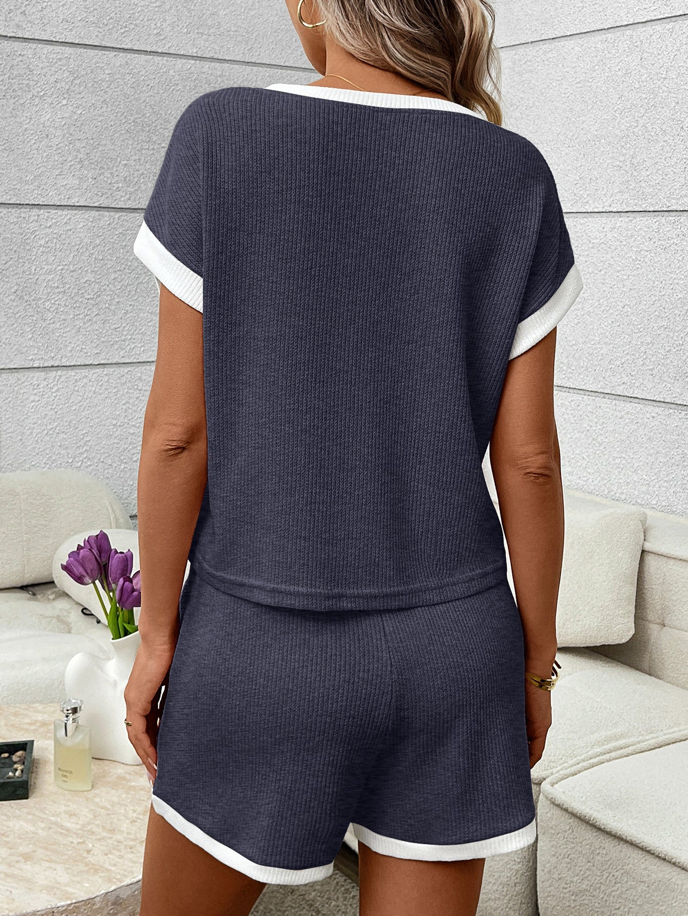 Summer Shorts Knit Two Piece Set