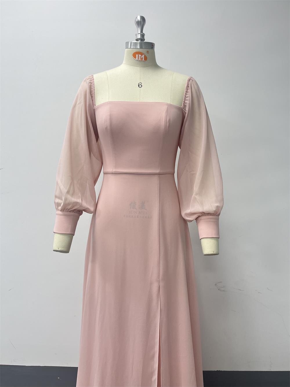 Pink A line Chiffon Dress