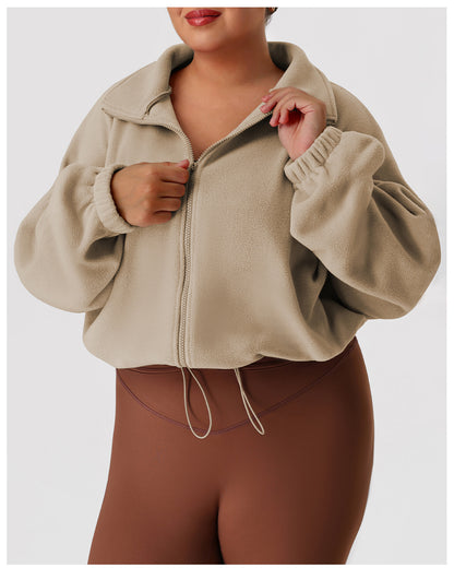 Cropped Sports Polar Fleece Sweater
