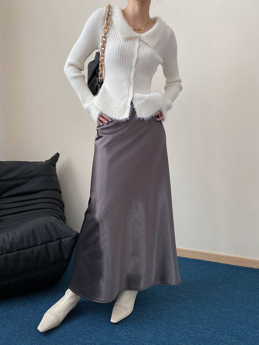 Fleece lined Satin Micro Fishtail Skirt