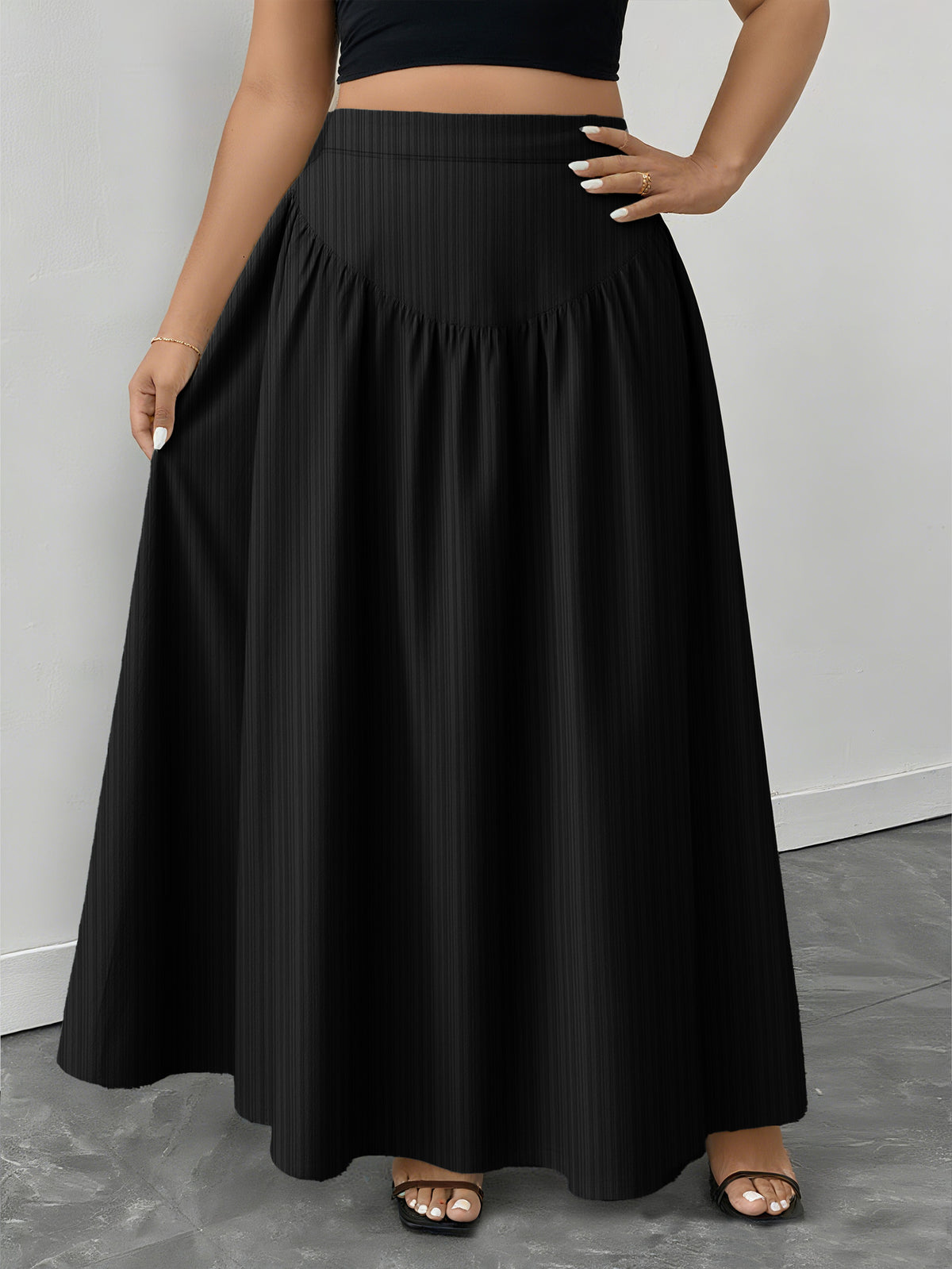 Black Pleated Maxi Skirt