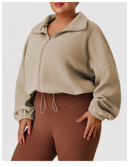 Cropped Sports Polar Fleece Sweater