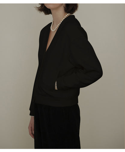 French V neck Cotton Cardigan