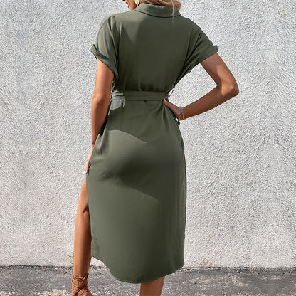 Army Green Split Dress