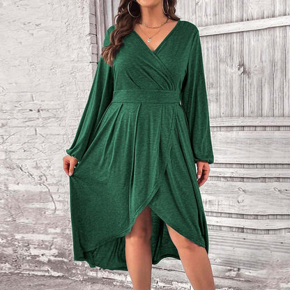 Jersey V-Neck Mid Length Dress