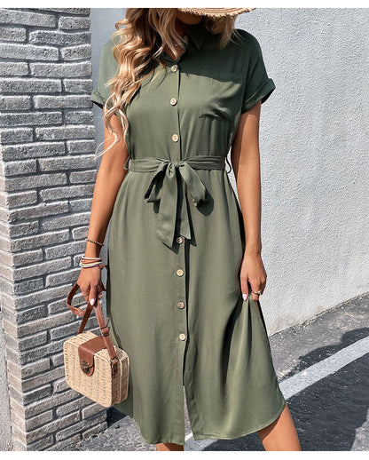 Army Green Split Dress