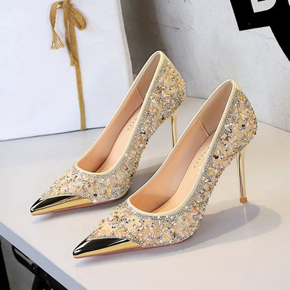 Rhinestone Metal Pointed Stilettos