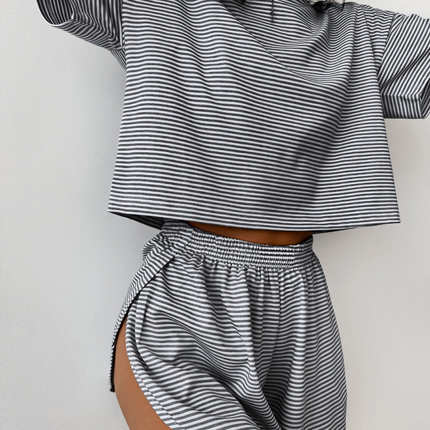 Carol Knitted Striped Pajamas Set