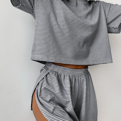Carol Knitted Striped Pajamas Set