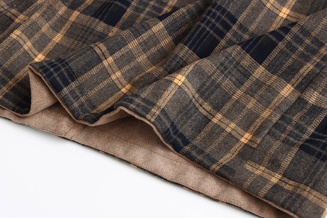 Double Sided Plaid Stitching Trench Coat