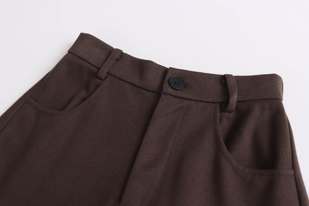 Grazina Brown Woolen Skirt