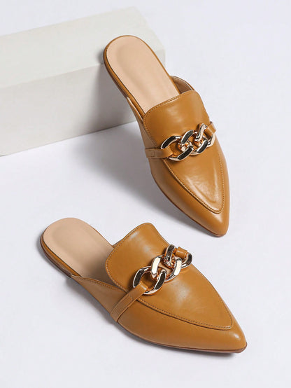 Casual Faux Leather Mules Shoes