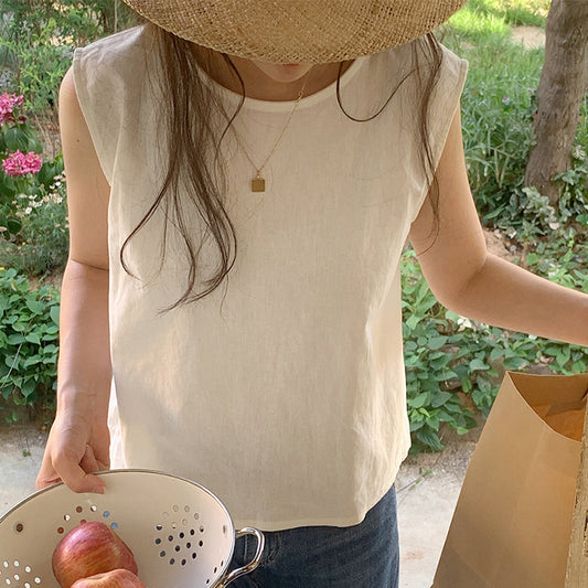 Sleeveless Cotton Linen Top