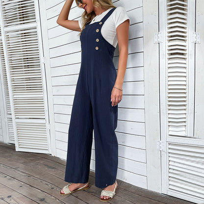 Navy Straight-Leg Overalls