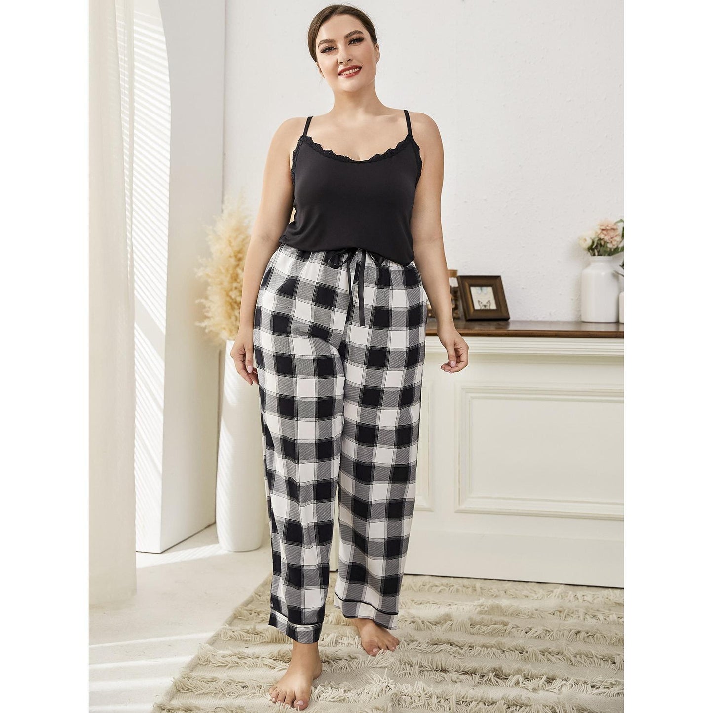 Black Plaid Pajama Set