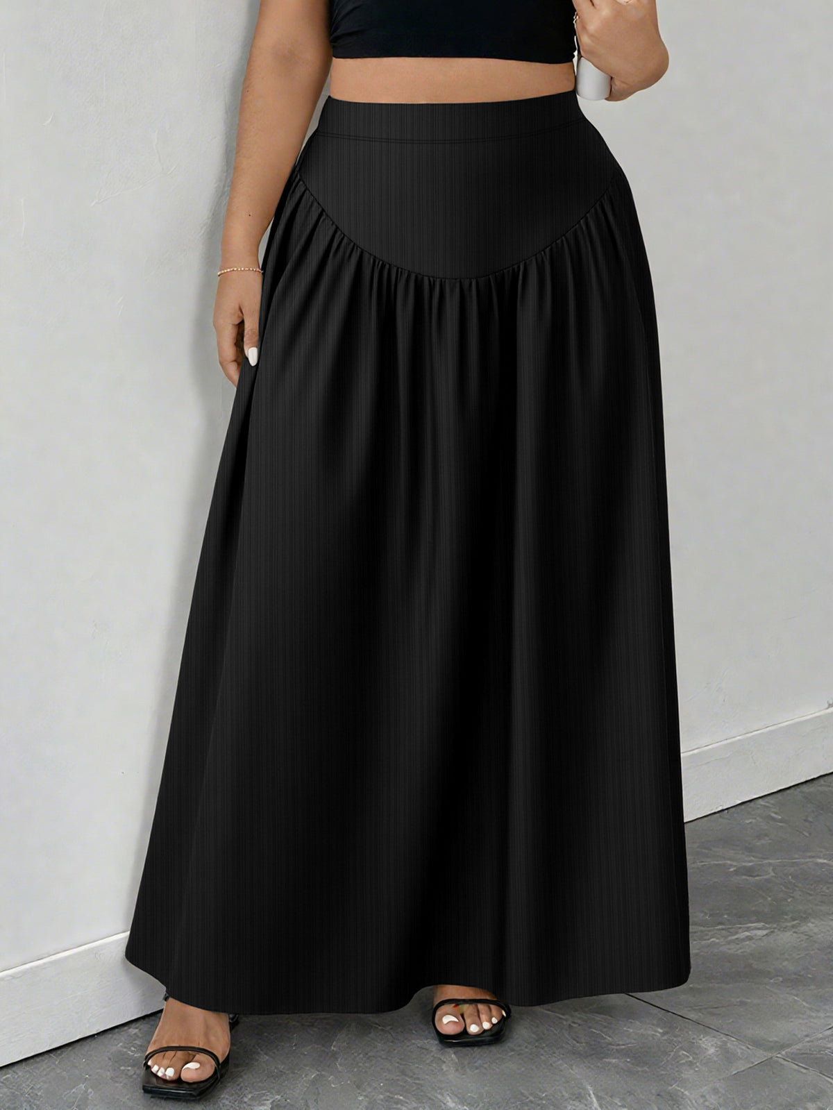 Black Pleated Maxi Skirt