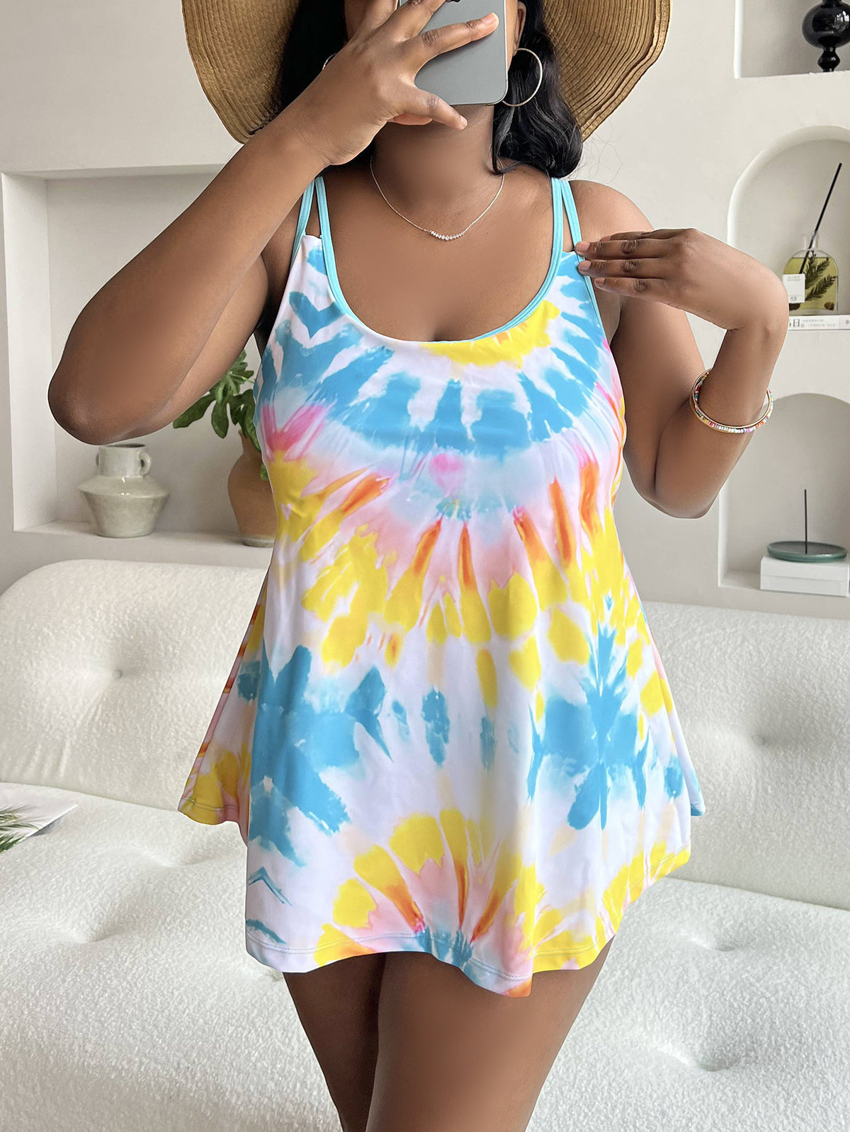Tie-dye Print Tankini Swimsuit