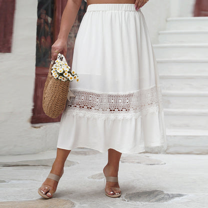 Curvy White Amy Cutout Skirt