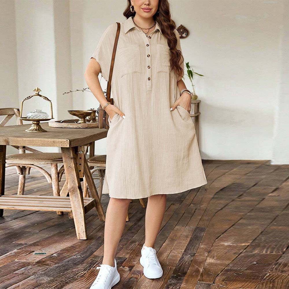 Casual Khaki Shirt Dress