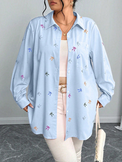 Bow Print Button down Shirt