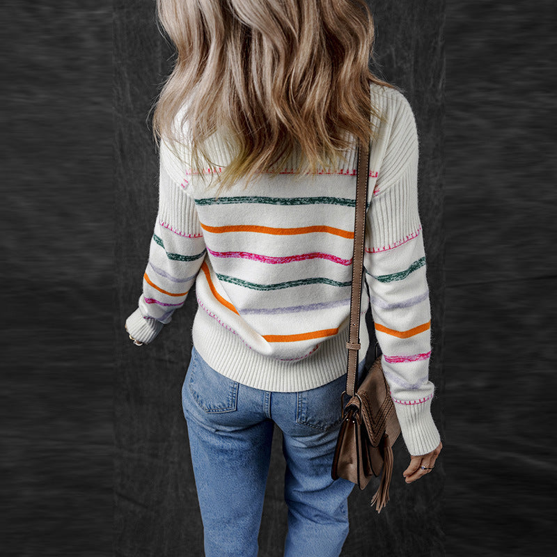 Round Neck Striped Sweater