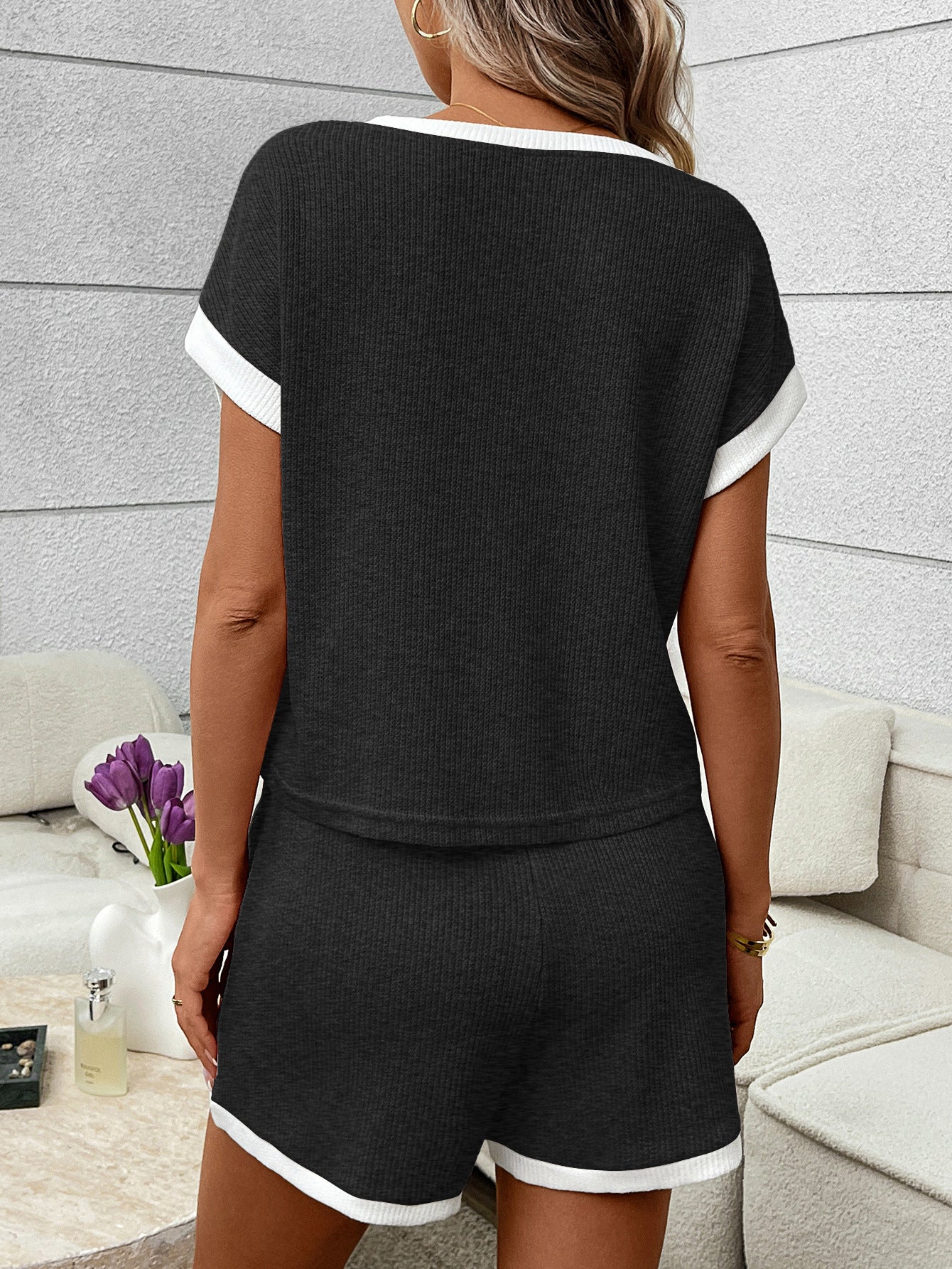 Summer Shorts Knit Two Piece Set