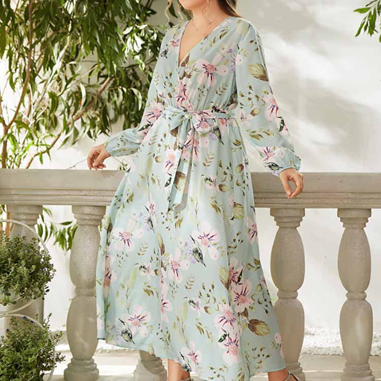 Caroline Mint Floral Dress