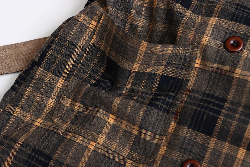 Double Sided Plaid Stitching Trench Coat