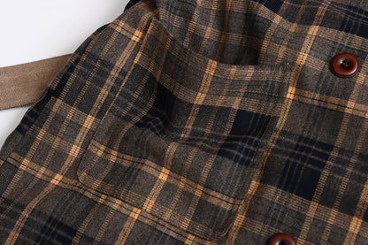Double Sided Plaid Stitching Trench Coat