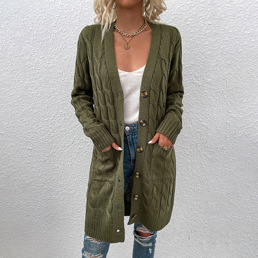 Long Cable-Knit Cardigan