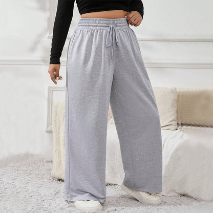 Drawstring Elastic Waist Straight Pants