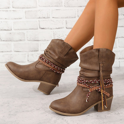 Brown Tassel Cowgirl Boots