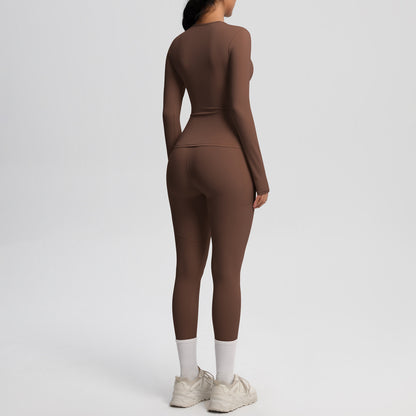 Long Sleeve Pocket Yoga Clothes Set